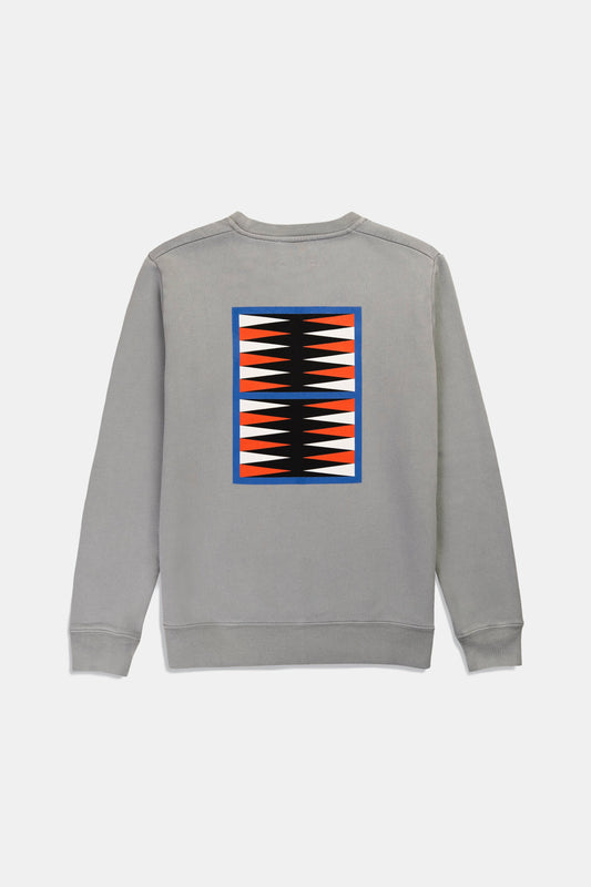 SWEATSHIRT GRAPHIC BACKGAMMON STONE GREY