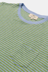 T-SHIRT STRIPES NEON GREEN/SKY BLUE