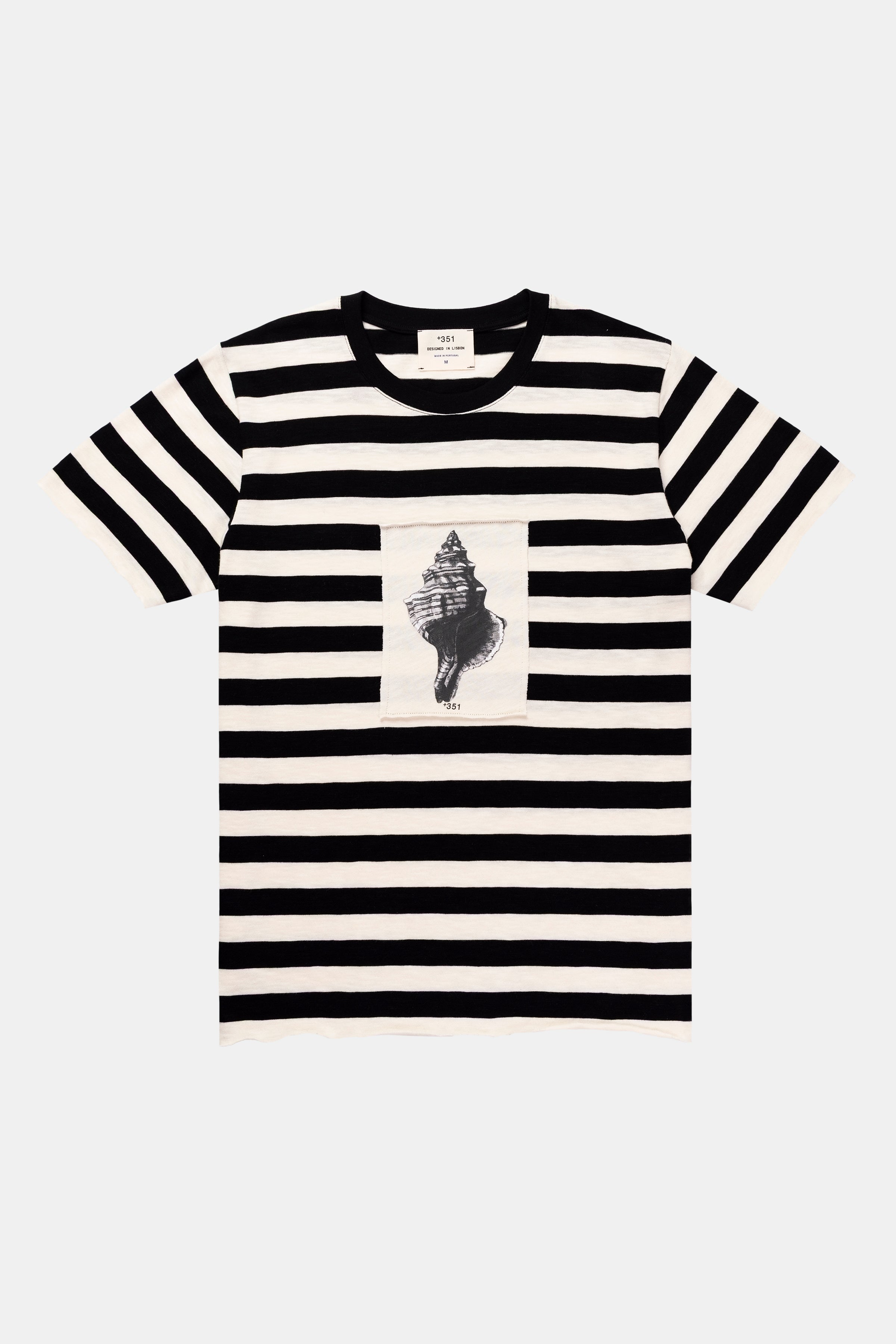 T-SHIRT STRIPES BLACK/ OFF-WHITE SEASHELL