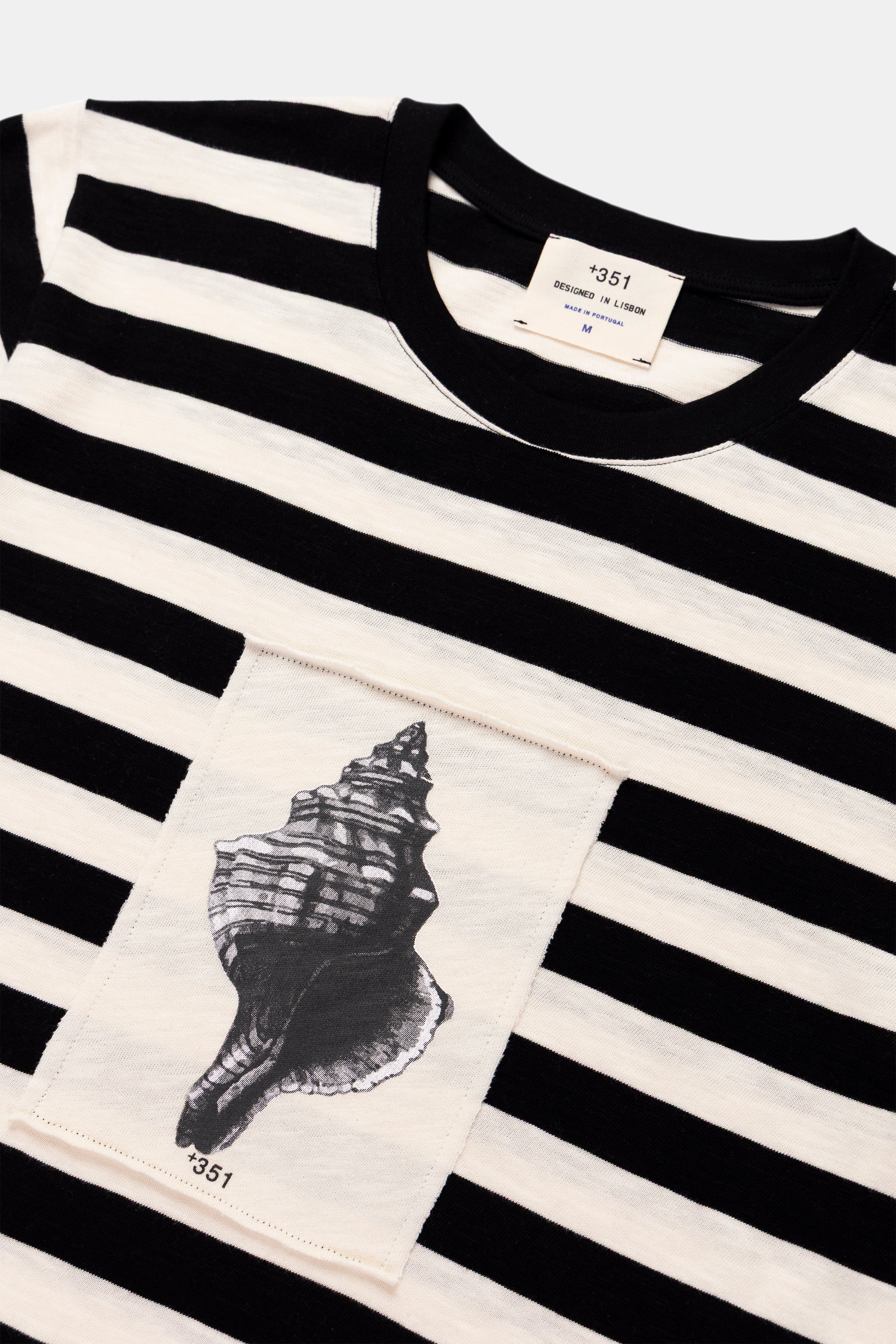 T-SHIRT STRIPES BLACK/ OFF-WHITE SEASHELL
