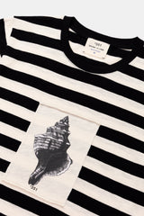 T-SHIRT STRIPES BLACK/ OFF-WHITE SEASHELL