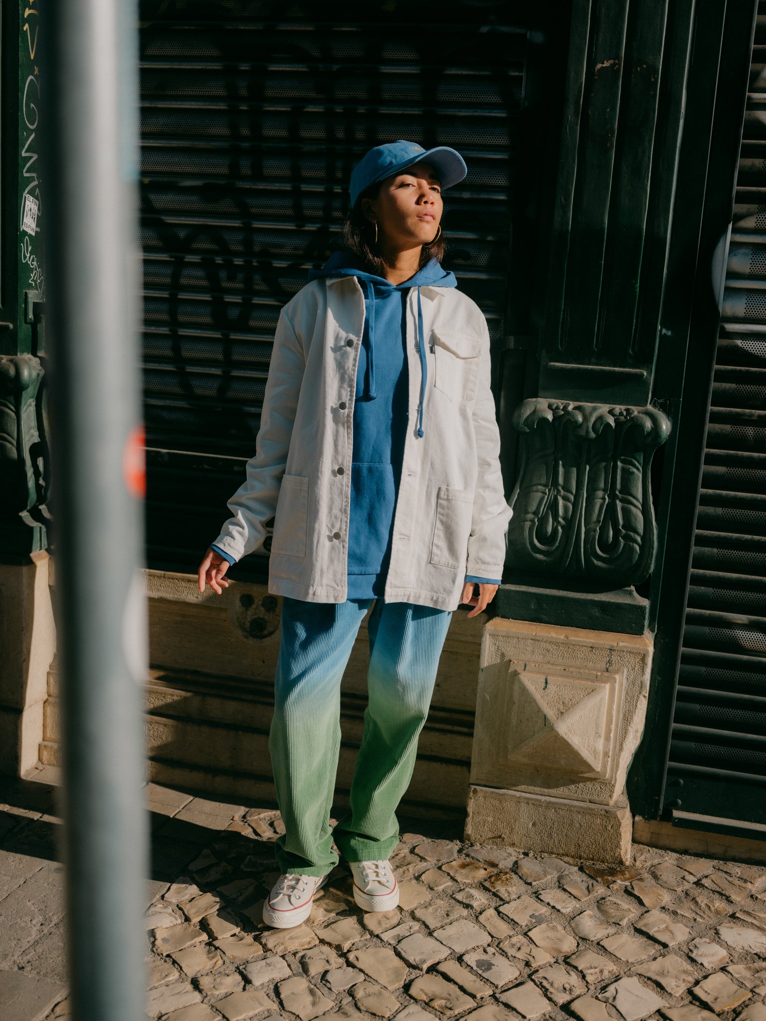 LIMTED EDITION PANTS CORDS GRADIENT TURTLE GREEN & STEEL BLUE