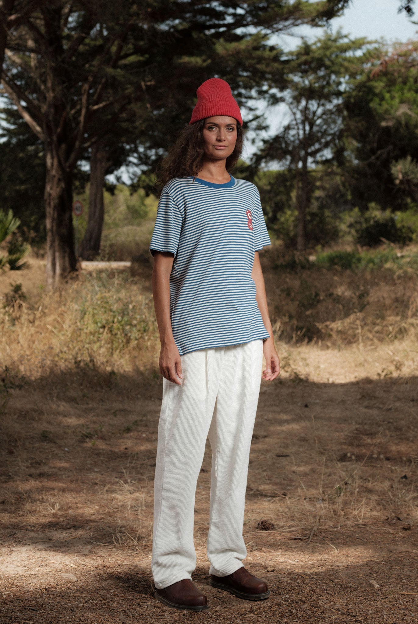 T-SHIRT STRIPES PETROL/OFF-WHITE FLOWER