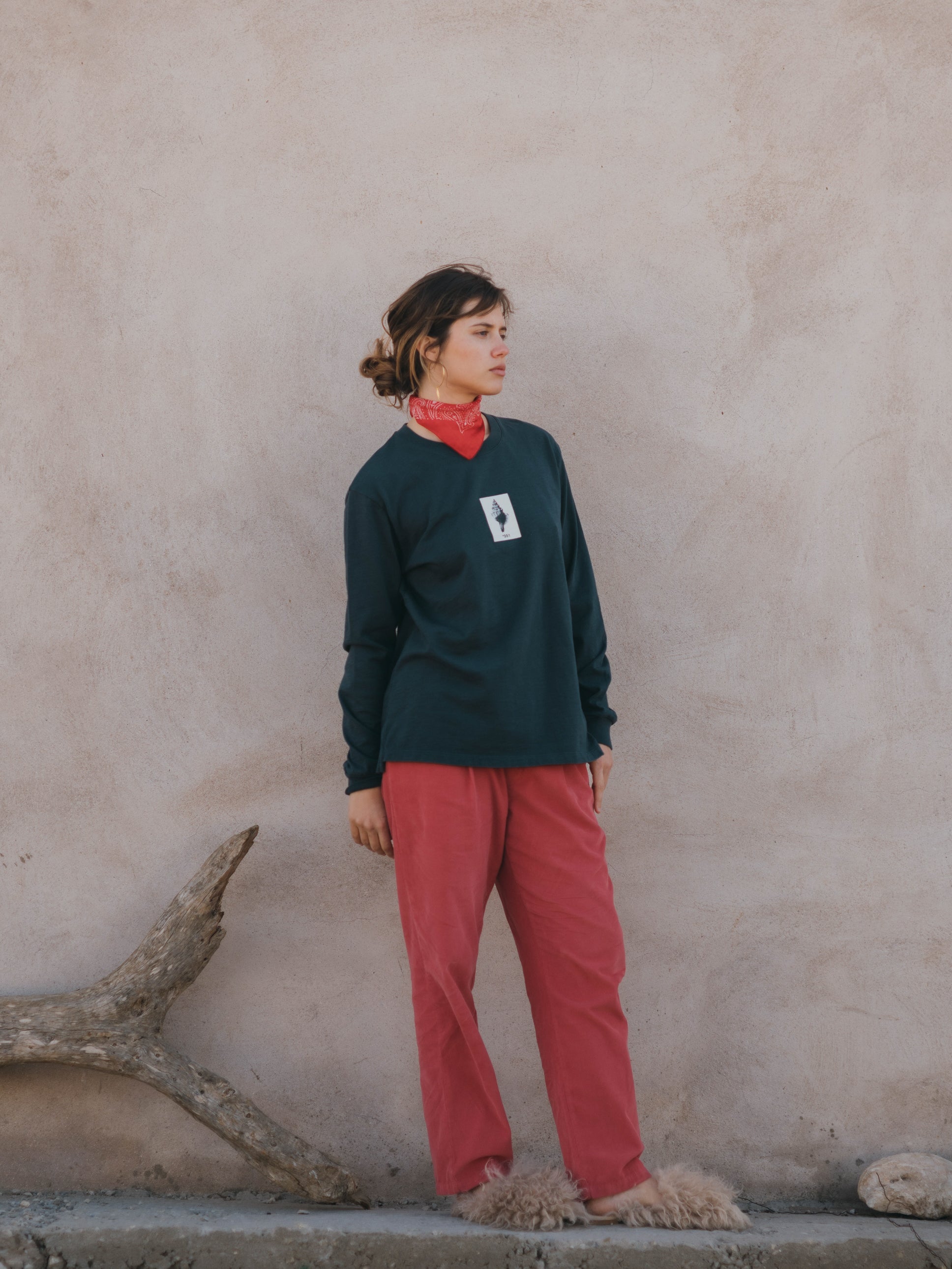 LONG SLEEVE GRAPHIC SEASHELL CHARCOAL