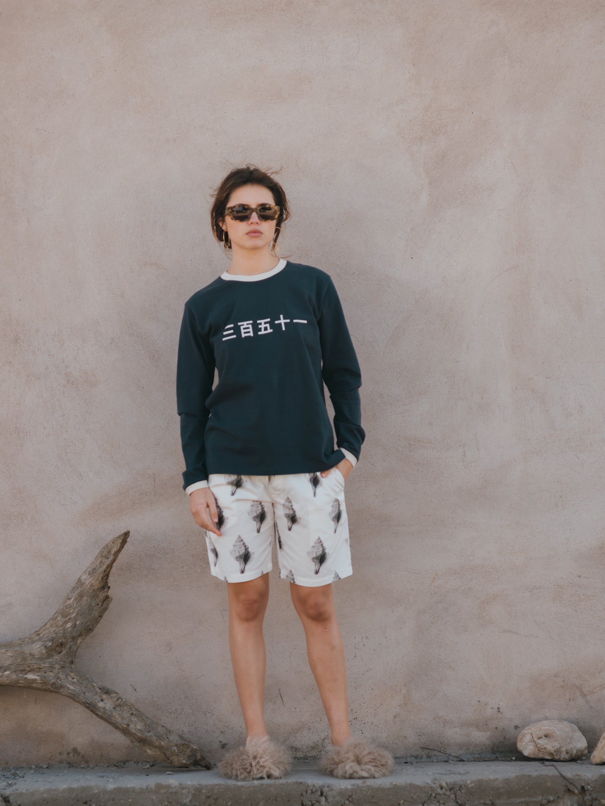 WALKSHORTS TWILL OFF-WHITE/PRINT SEASHELL