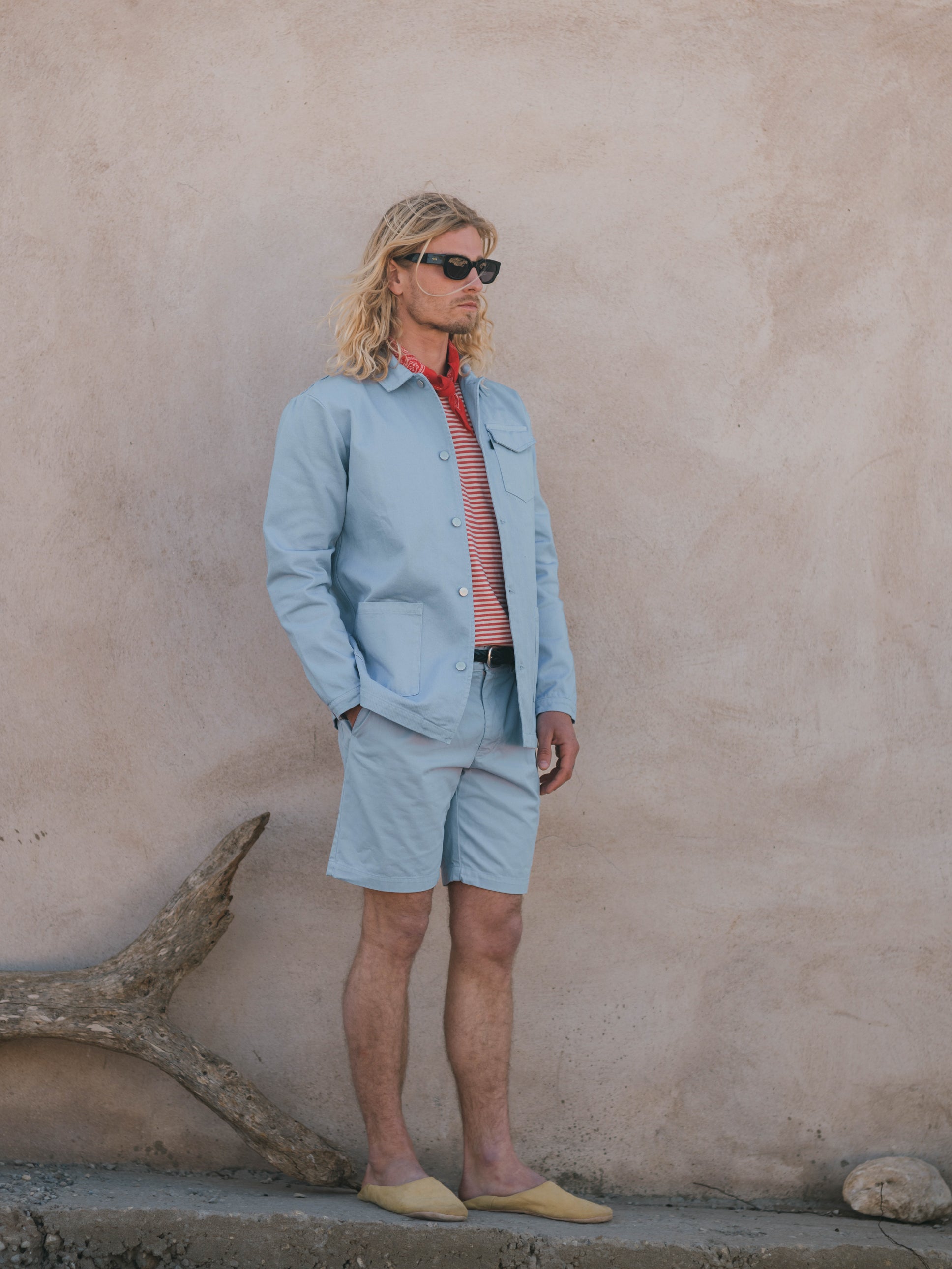 WALKSHORTS TWILL JASMIN BLUE/PATCH SEASHELL