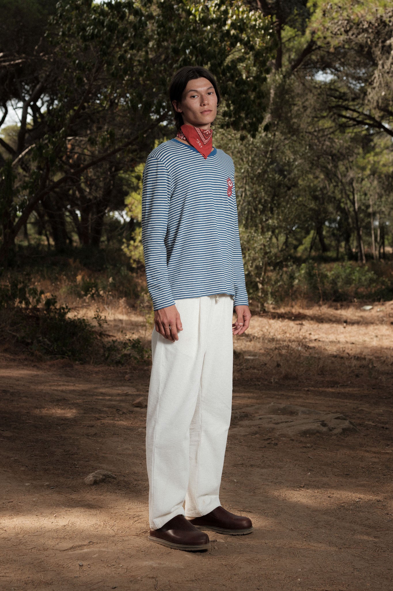 LONG SLEEVE STRIPES PETROL/OFF-WHITE FLOWER