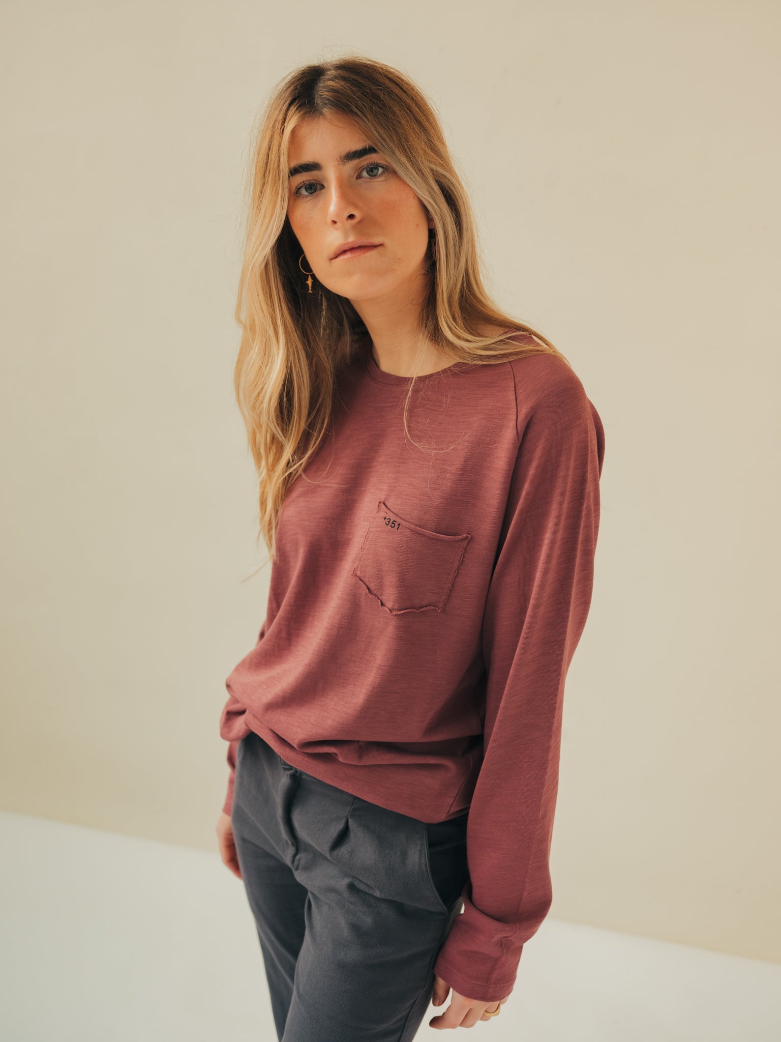 LONG SLEEVE ESSENTIAL AUBERGINE