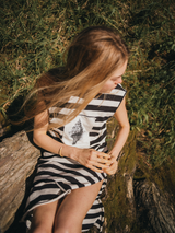 LONG DRESS GRAPHIC SEASHELL CRU/BLACK