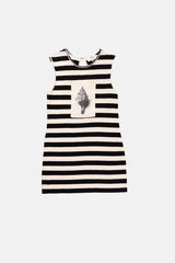 SHORT DRESS GRAPHIC SEASHELL CRU/BLACK