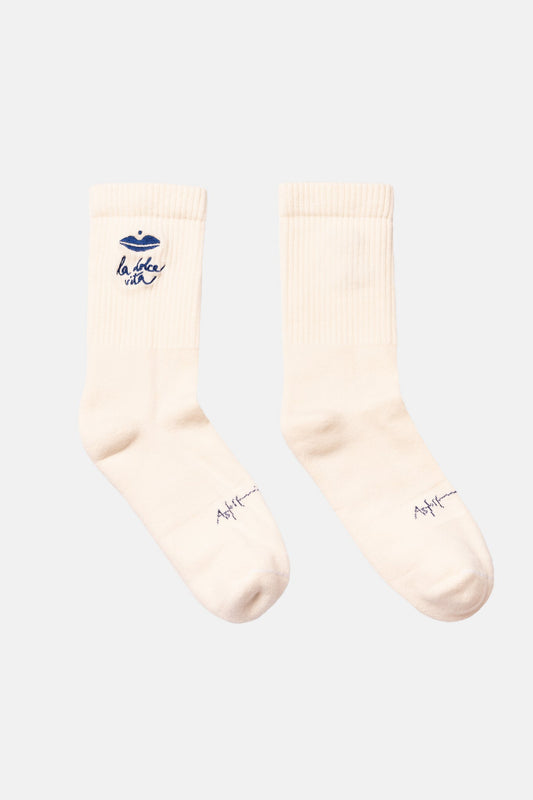 SOCKS LA DOLCE VITA OFF-WHITE/STEEL BLUE