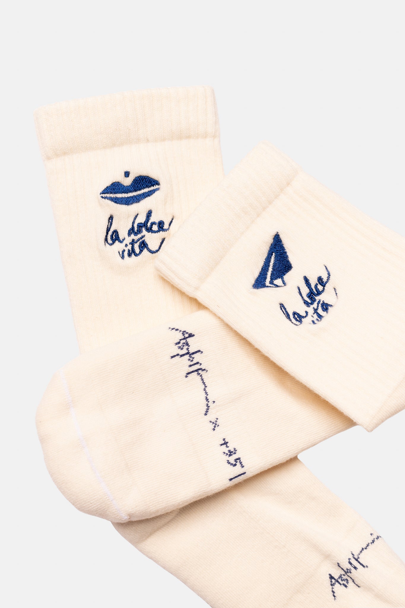 SOCKS LA DOLCE VITA OFF-WHITE/STEEL BLUE