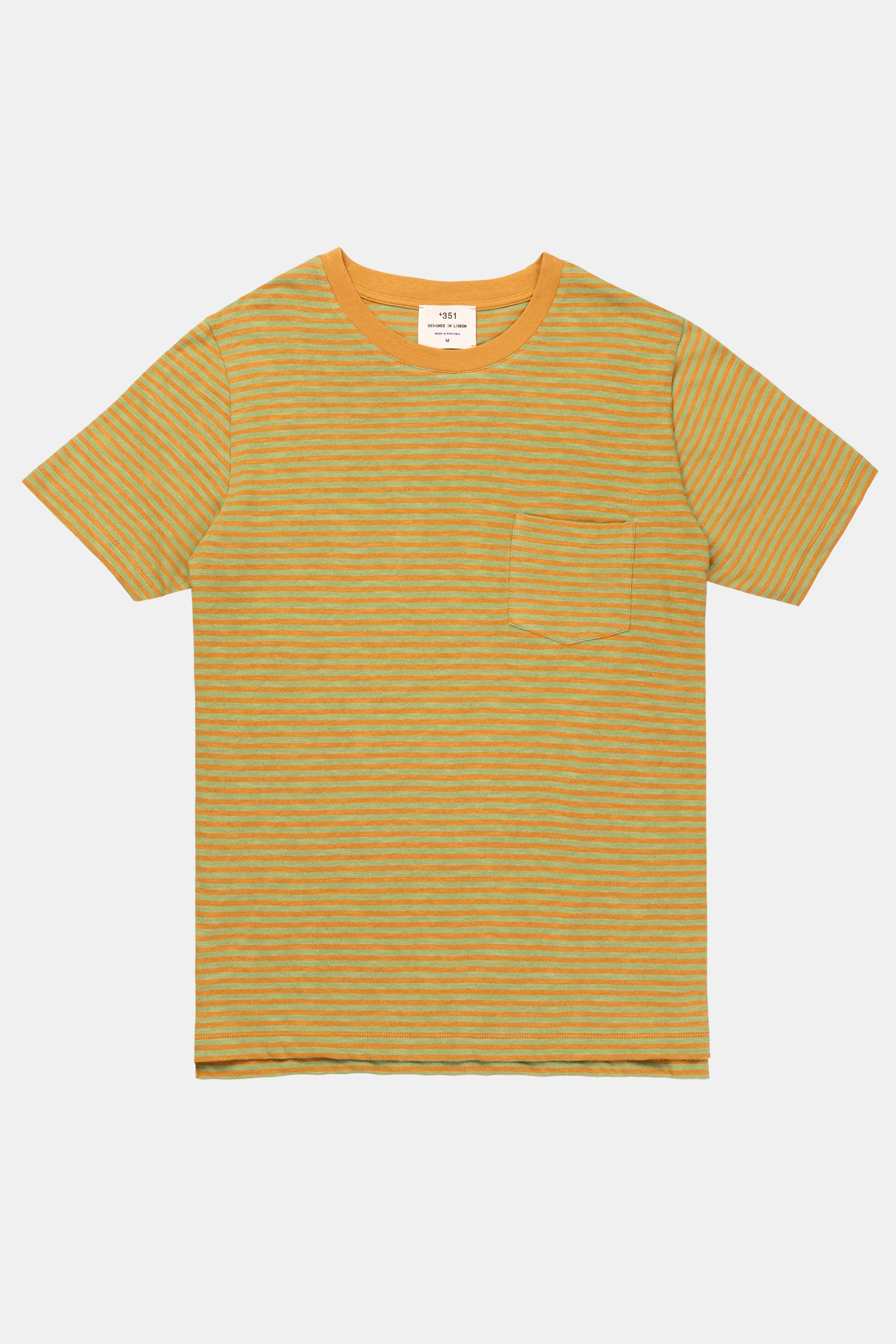 T-SHIRT STRIPES CAMEL/PASTEL GREEN