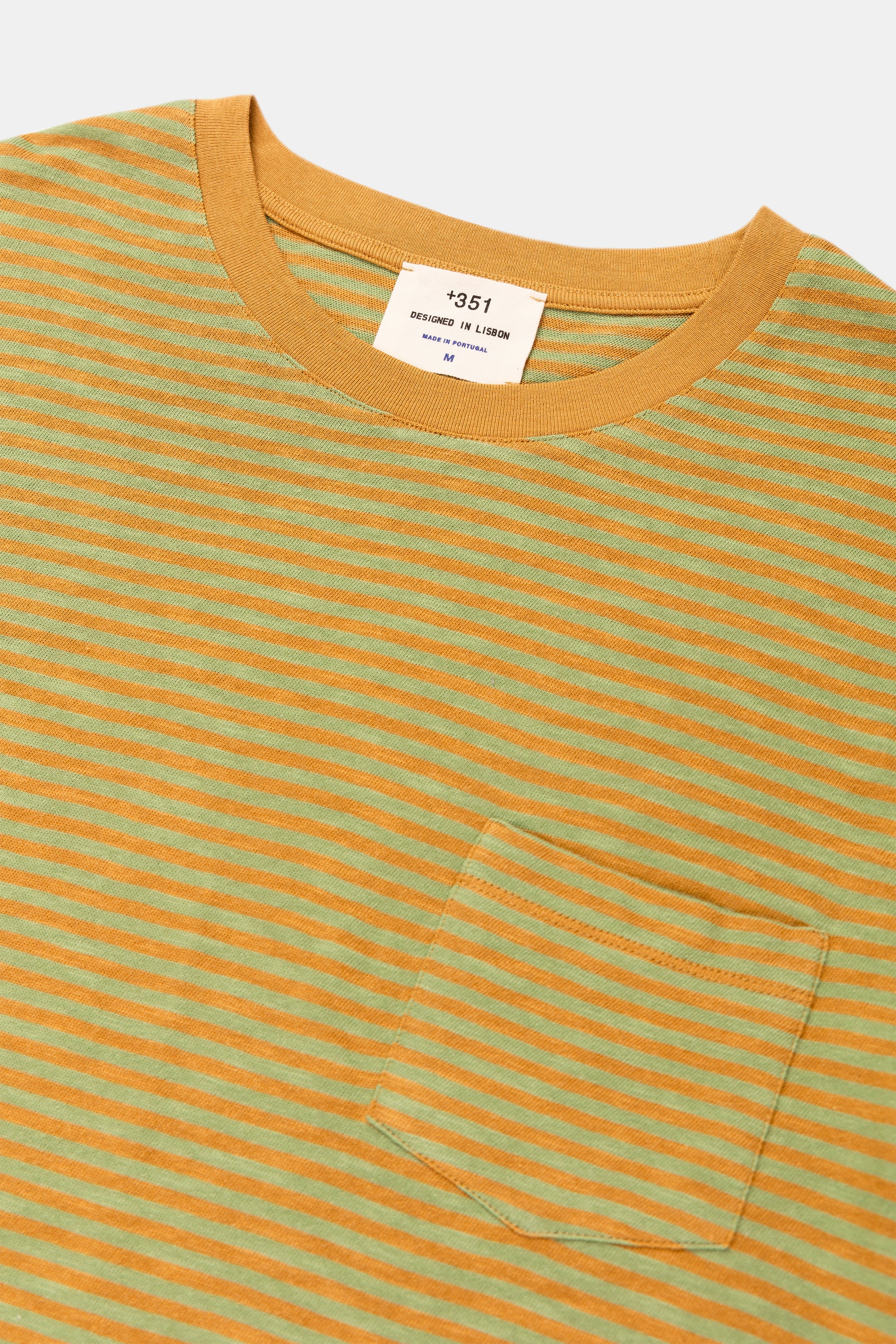 T-SHIRT STRIPES CAMEL/PASTEL GREEN