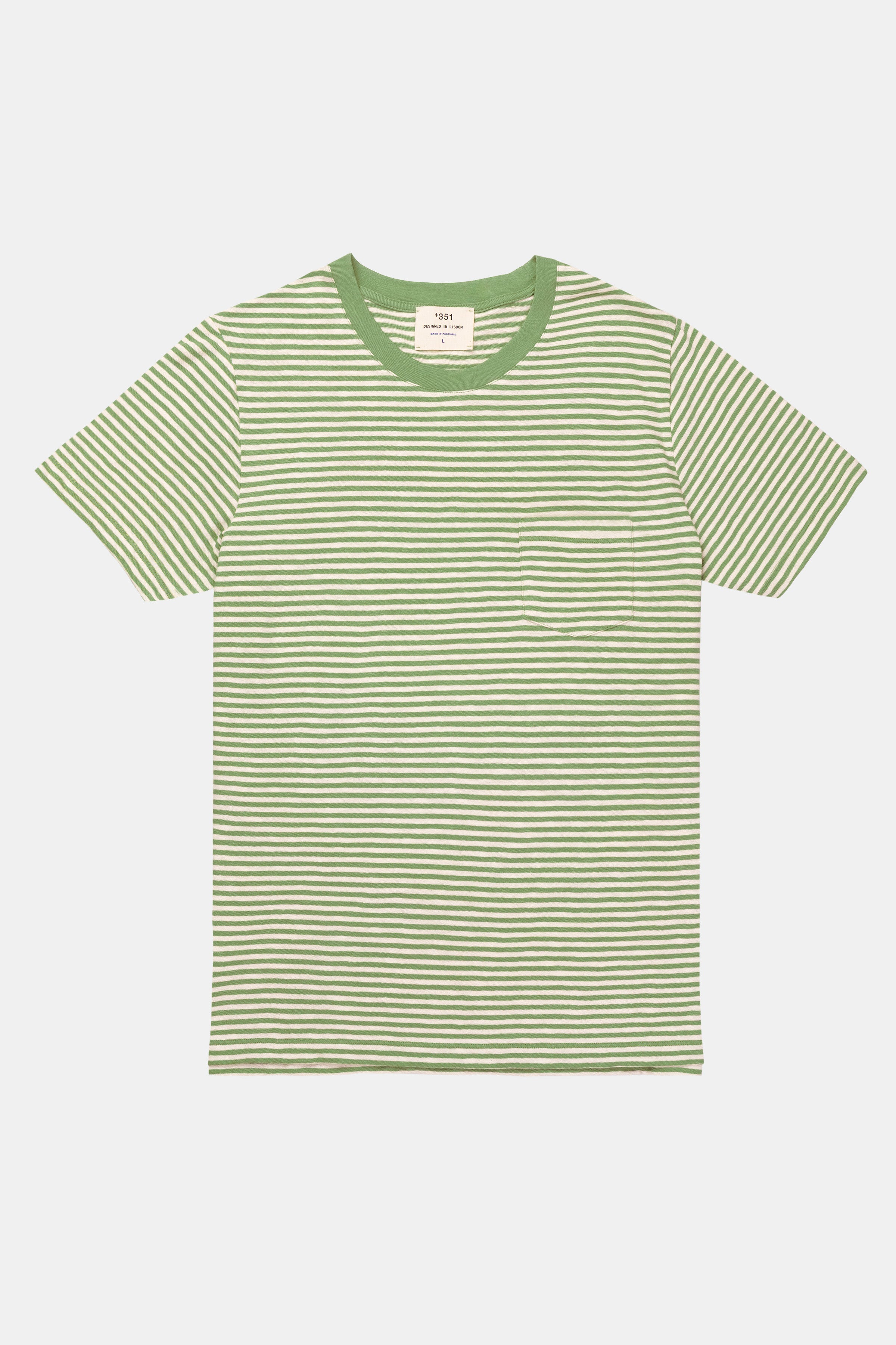 T-SHIRT STRIPES PASTEL GREEN/OFF-WHITE