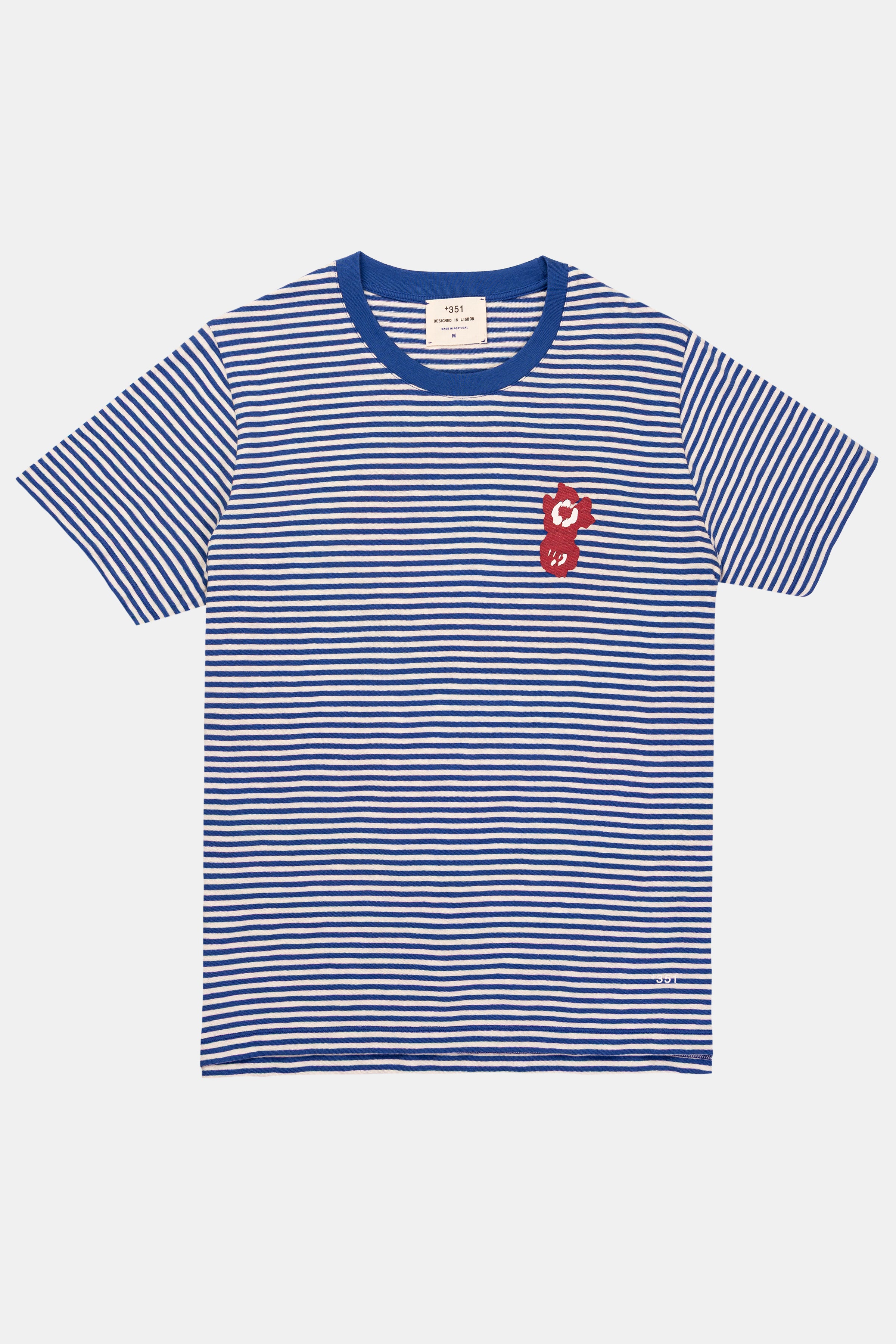 T-SHIRT STRIPES PETROL/OFF-WHITE FLOWER