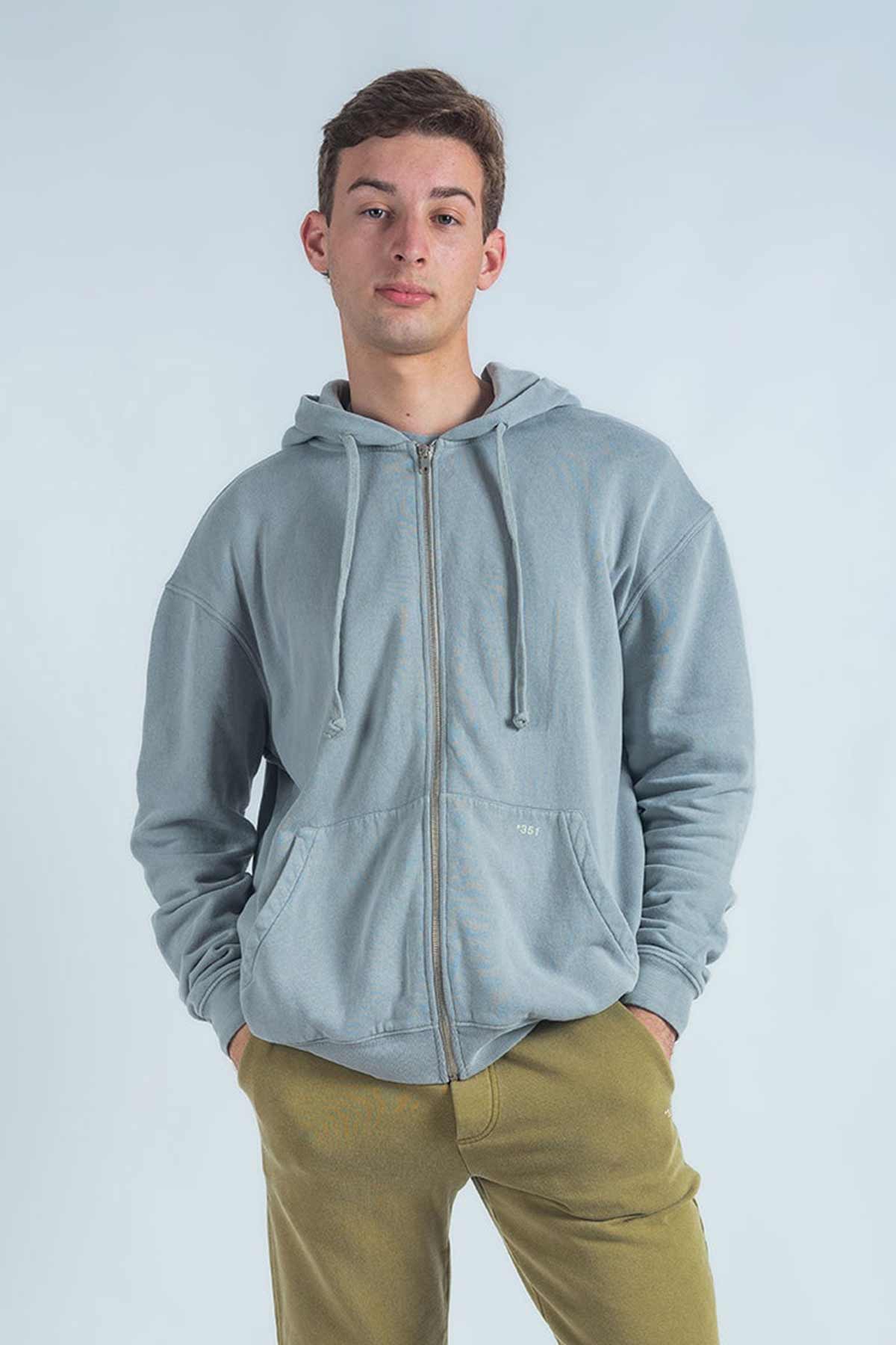 HOODIE ZIP STONE GREY