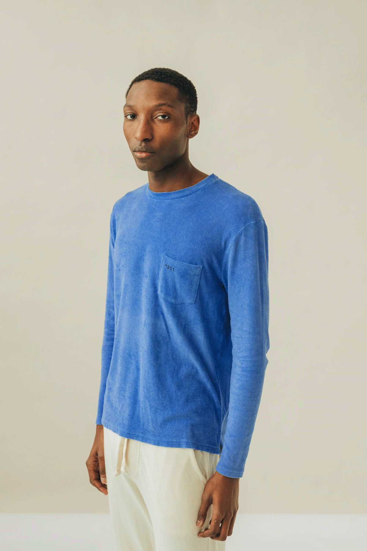 LONG SLEEVE TERRY DENIM BLUE