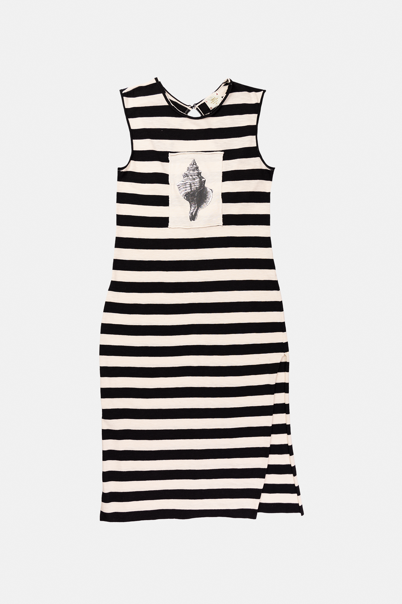 LONG DRESS GRAPHIC SEASHELL CRU/BLACK