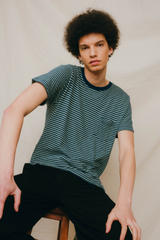 T-SHIRT STRIPES PETROL/ ICY GREEN