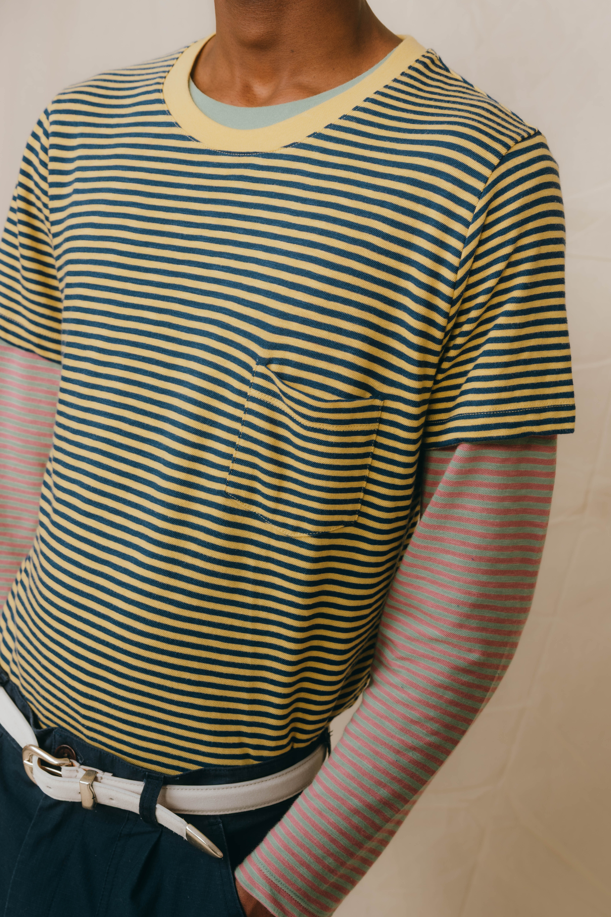 T-SHIRT STRIPES YELLOW BALLOON/ PETROL