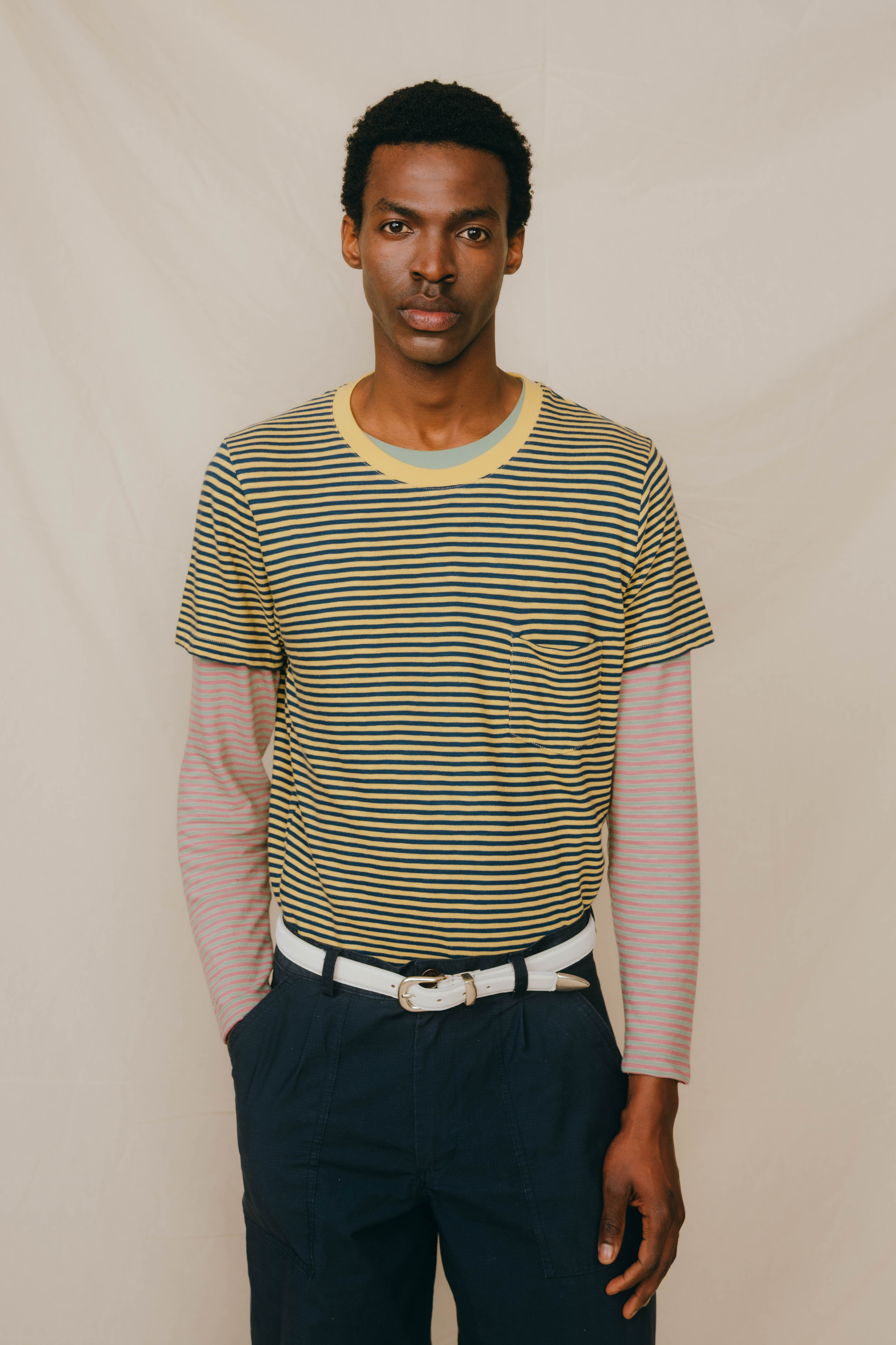 T-SHIRT STRIPES YELLOW BALLOON/ PETROL