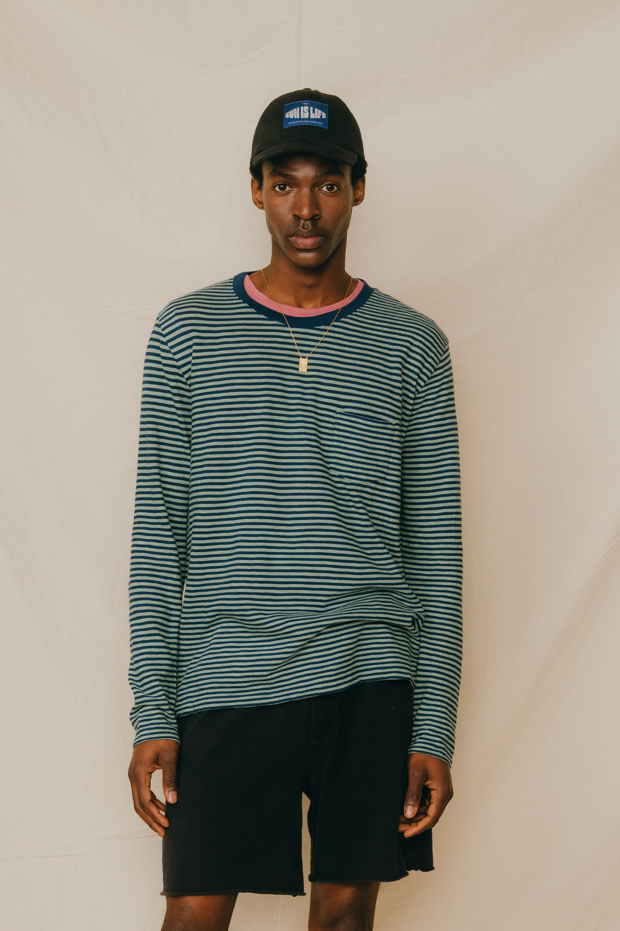 LONG SLEEVE STRIPES  PETROL/ICY GREEN