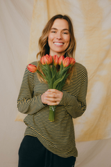 LONG SLEEVE STRIPES YELLOW BALLOON/ PETROL