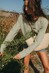 LONG SLEEVE STRIPES Friends of a Farmer CRU/PASTEL GREEN