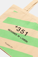 TOTE BAG STRIPES NEON GREEN