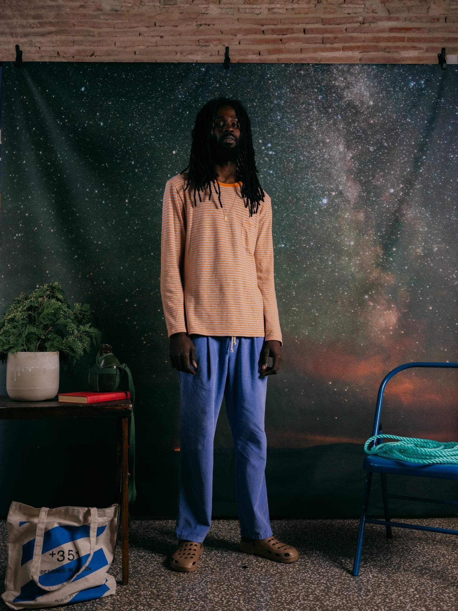 LONG SLEEVE STRIPES SALMON/SKY BLUE