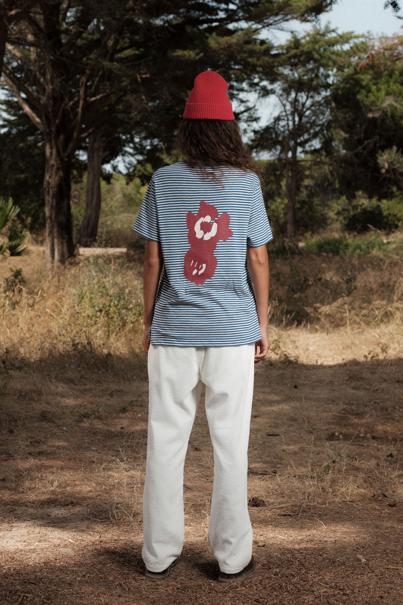 T-SHIRT STRIPES PETROL/OFF-WHITE FLOWER