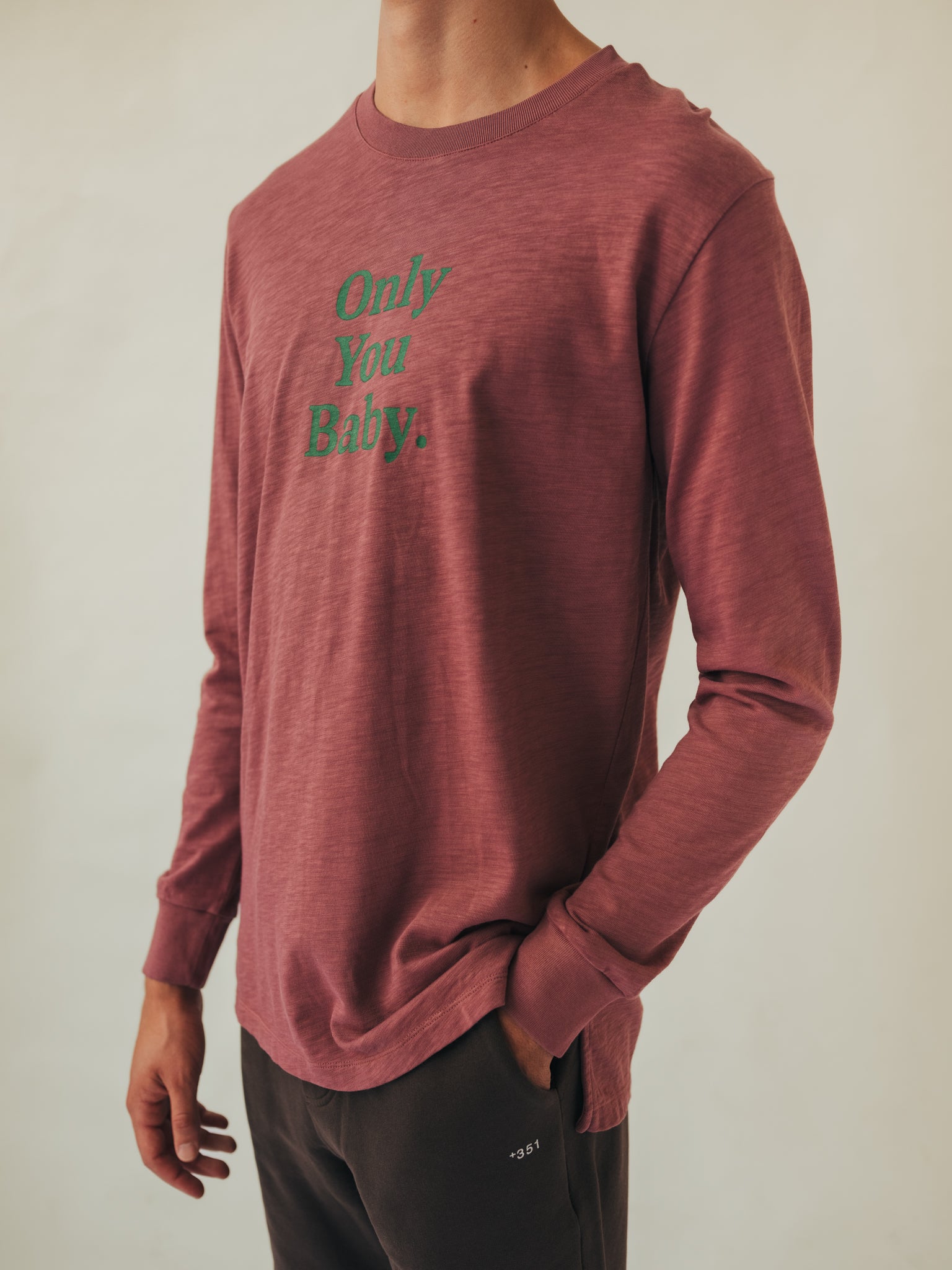 LONG SLEEVE GRAPHIC ONLY YOU BABY AUBERGINE/ TURTLE GREEN