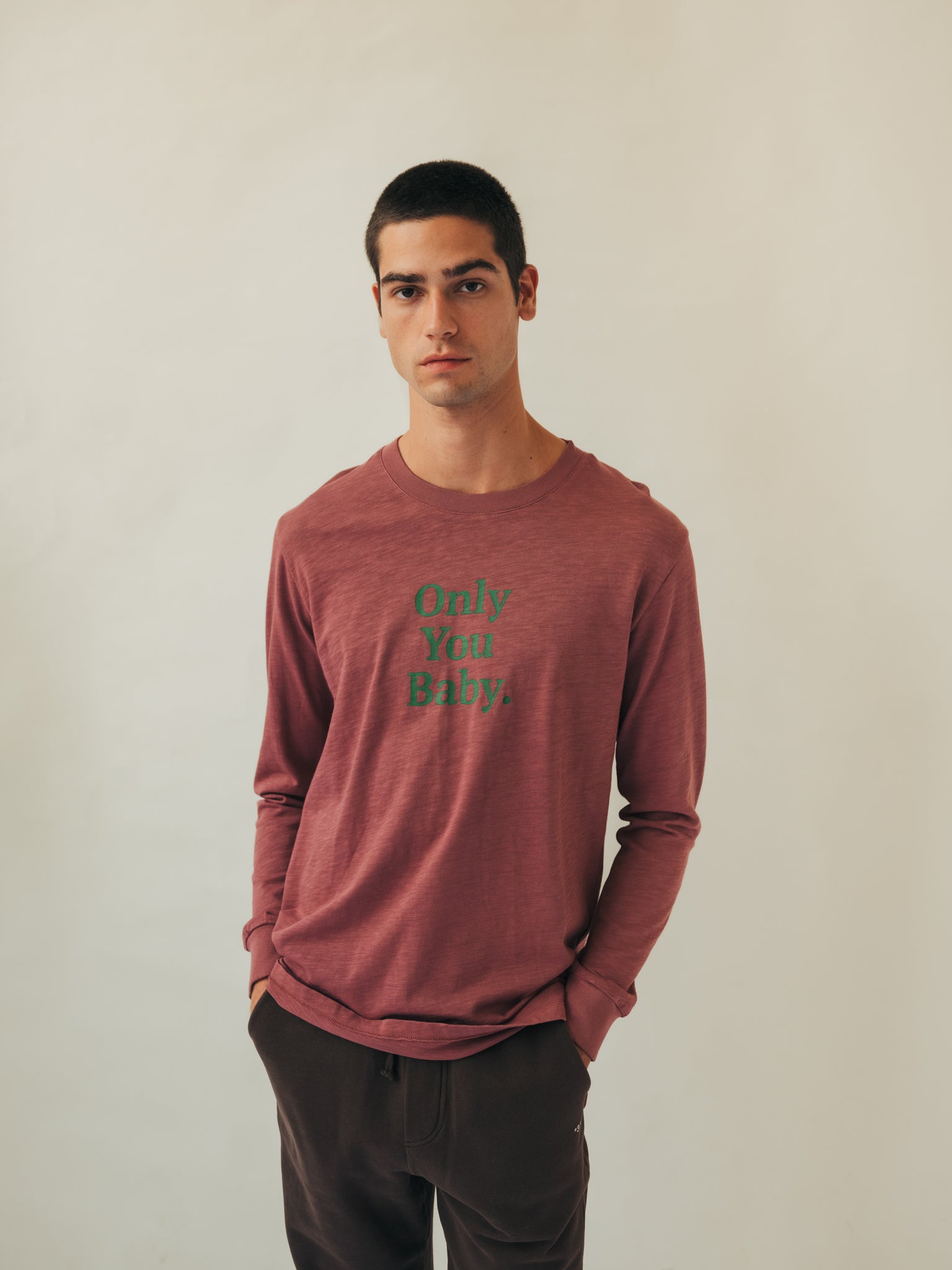 LONG SLEEVE GRAPHIC ONLY YOU BABY AUBERGINE/ TURTLE GREEN