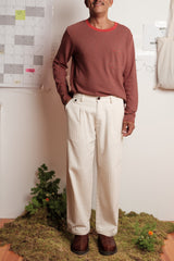 LONG SLEEVE STRIPES DEEP GREEN/CORAL