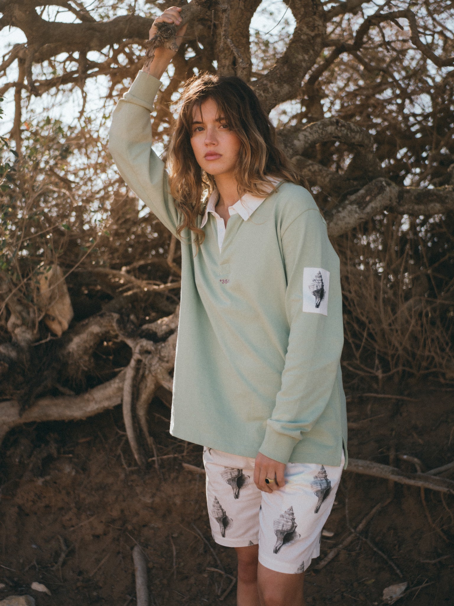 SWEATSHIRT RUGBY POLO WATER GREEN/CRU