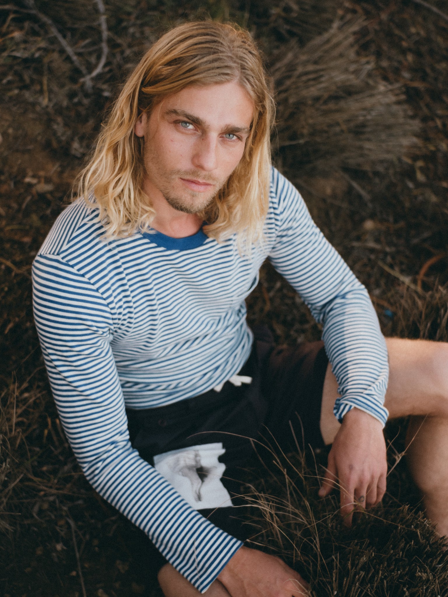 LONG SLEEVE STRIPES STEEL BLUE/CRU