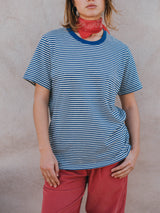 T-SHIRT STRIPES STEEL BLUE/CRU