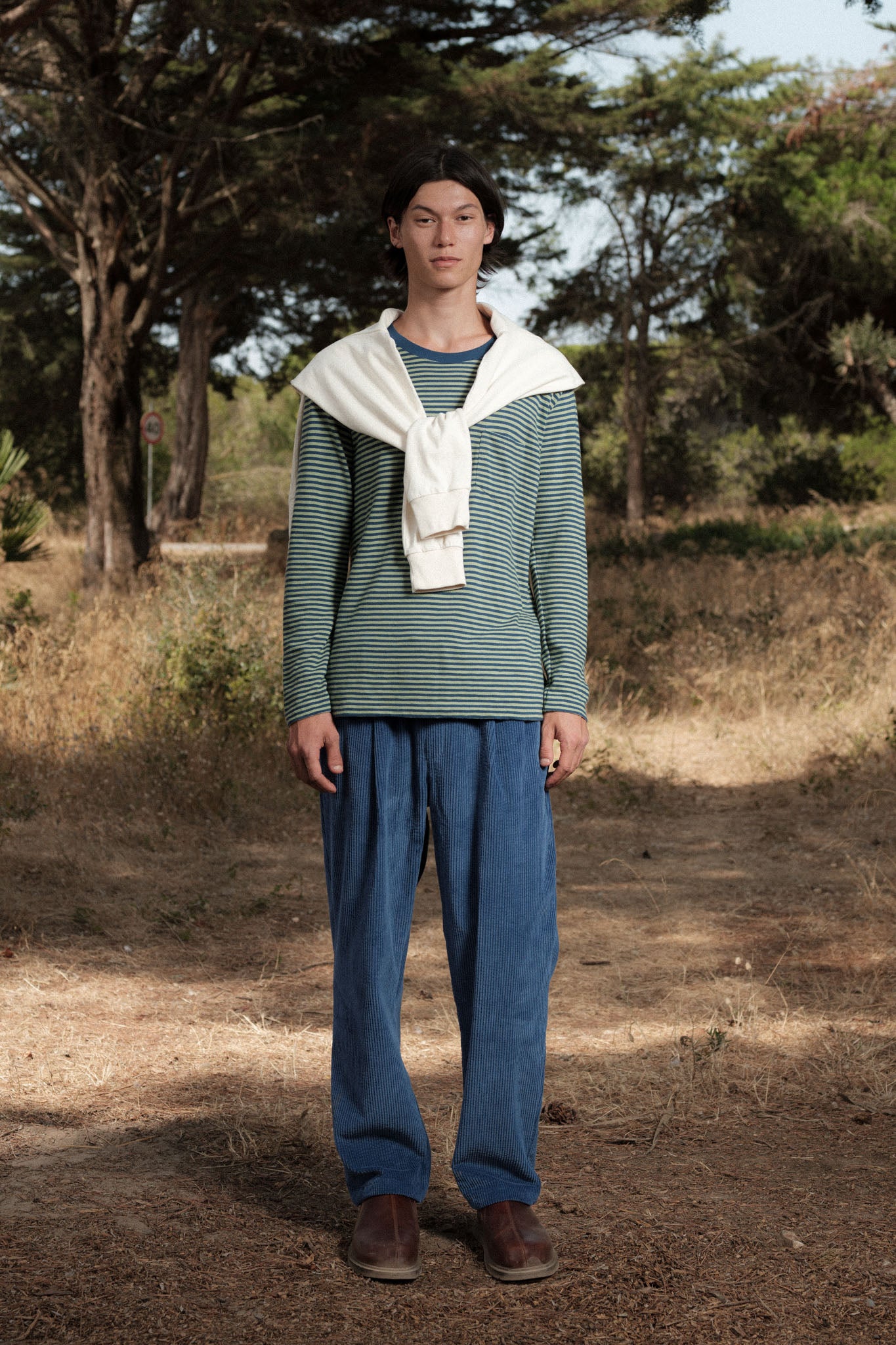 LONG SLEEVE STRIPES PETROL/PASTEL GREEN