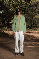 T-SHIRT STRIPES CAMEL/PASTEL GREEN