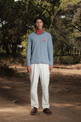 LONG SLEEVE STRIPES PETROL/OFF-WHITE FLOWER