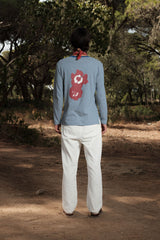LONG SLEEVE STRIPES PETROL/OFF-WHITE FLOWER