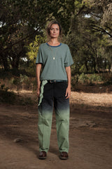 T-SHIRT STRIPES PETROL/PASTEL GREEN