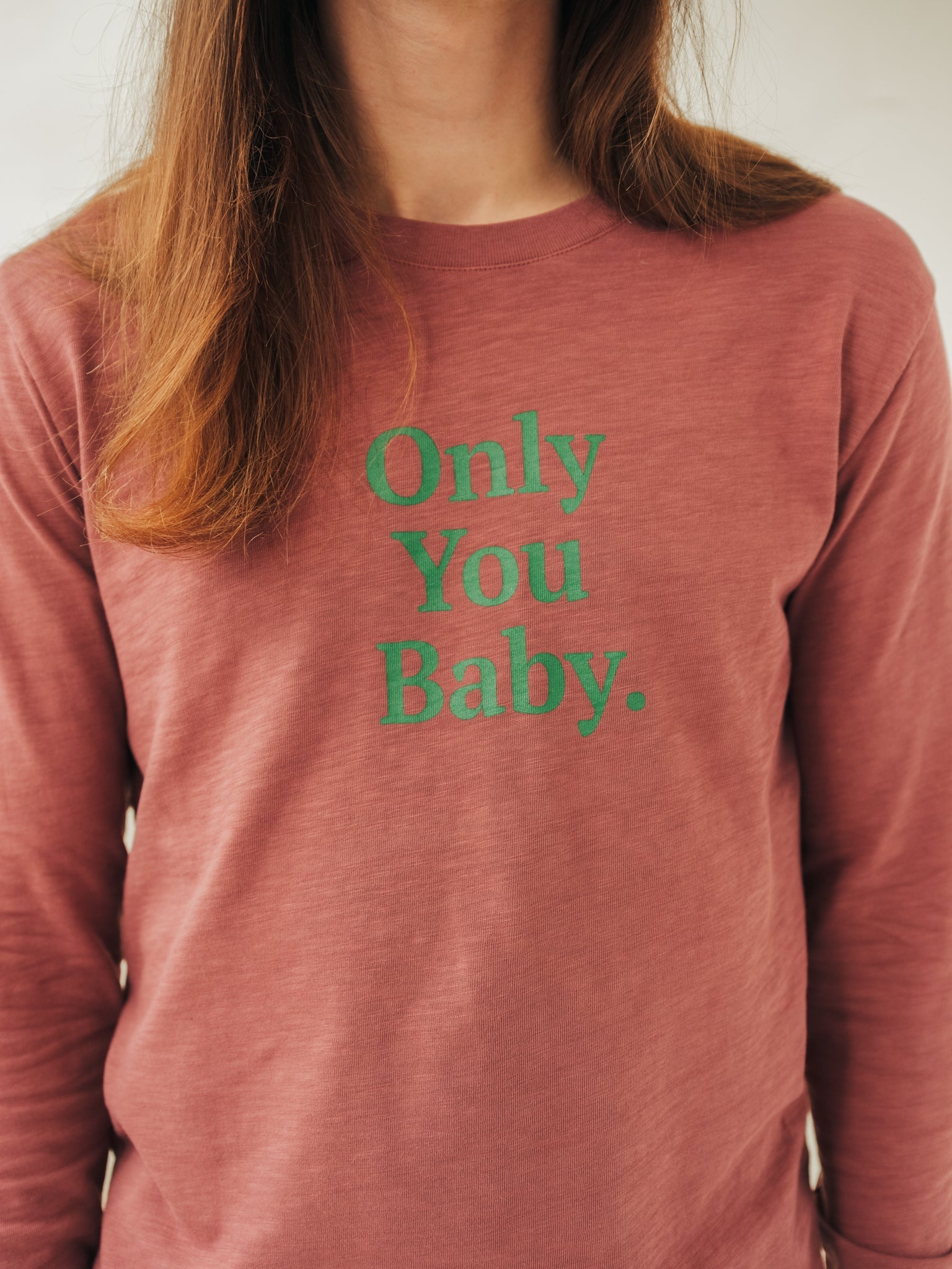 LONG SLEEVE GRAPHIC ONLY YOU BABY AUBERGINE/ TURTLE GREEN