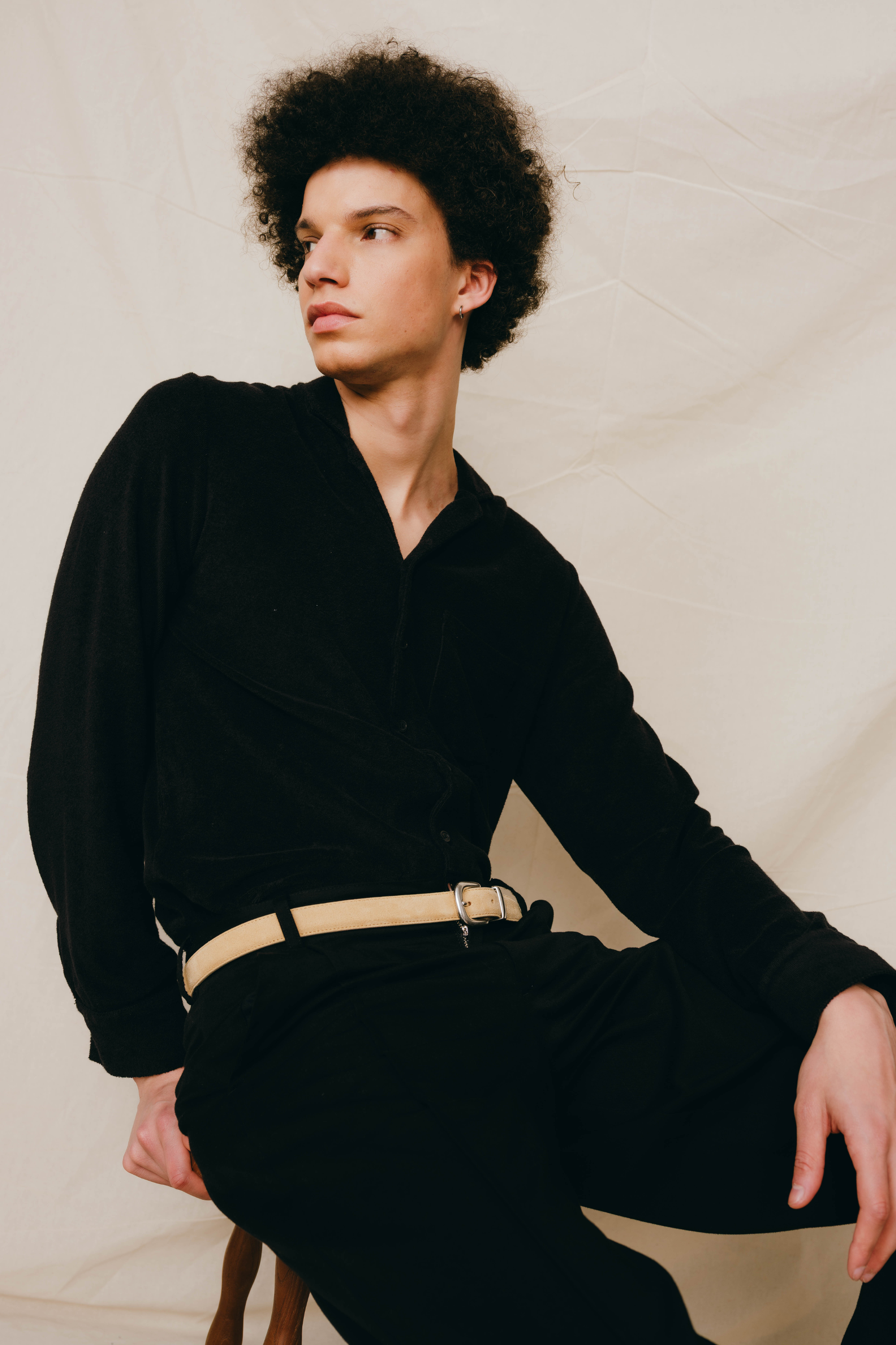 SHIRT LONG SLEEVE TERRY BLACK