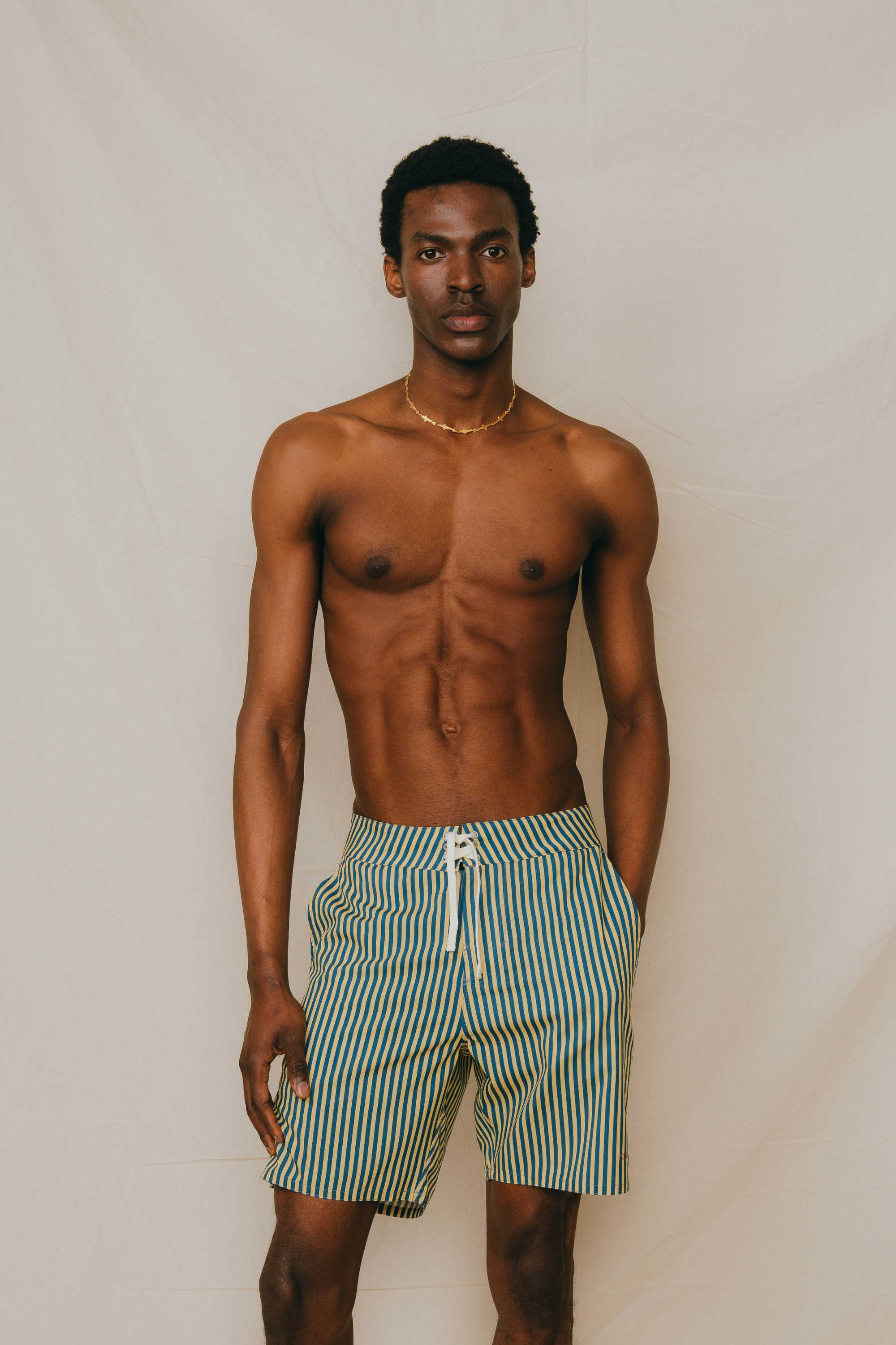 BOARDSHORT STRIPES YELLOW/BLUE