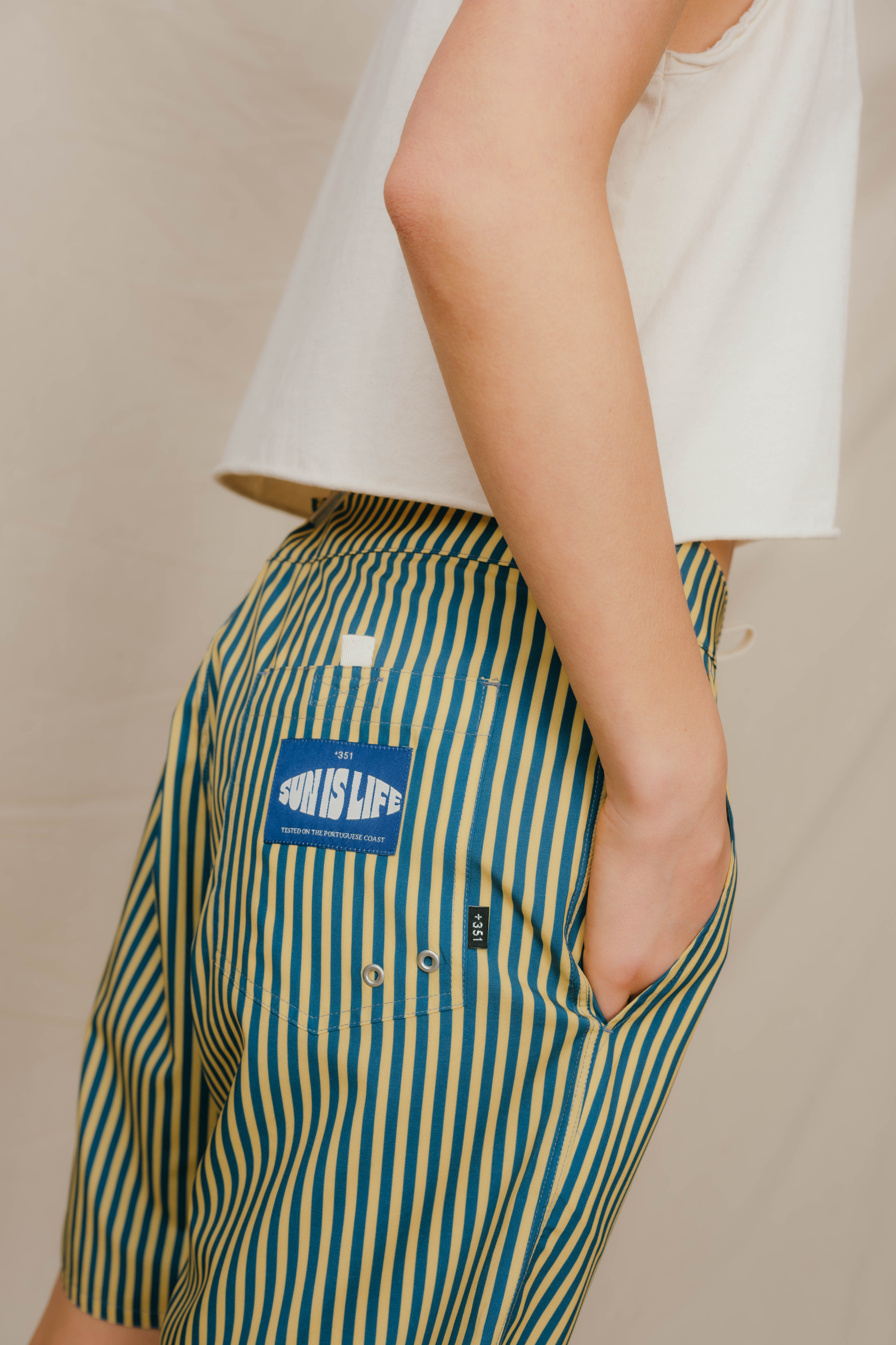 BOARDSHORT STRIPES YELLOW/BLUE