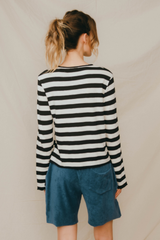 LONG SLEEVE STRIPES GRAPHIC BLACK/OFF-WHITE