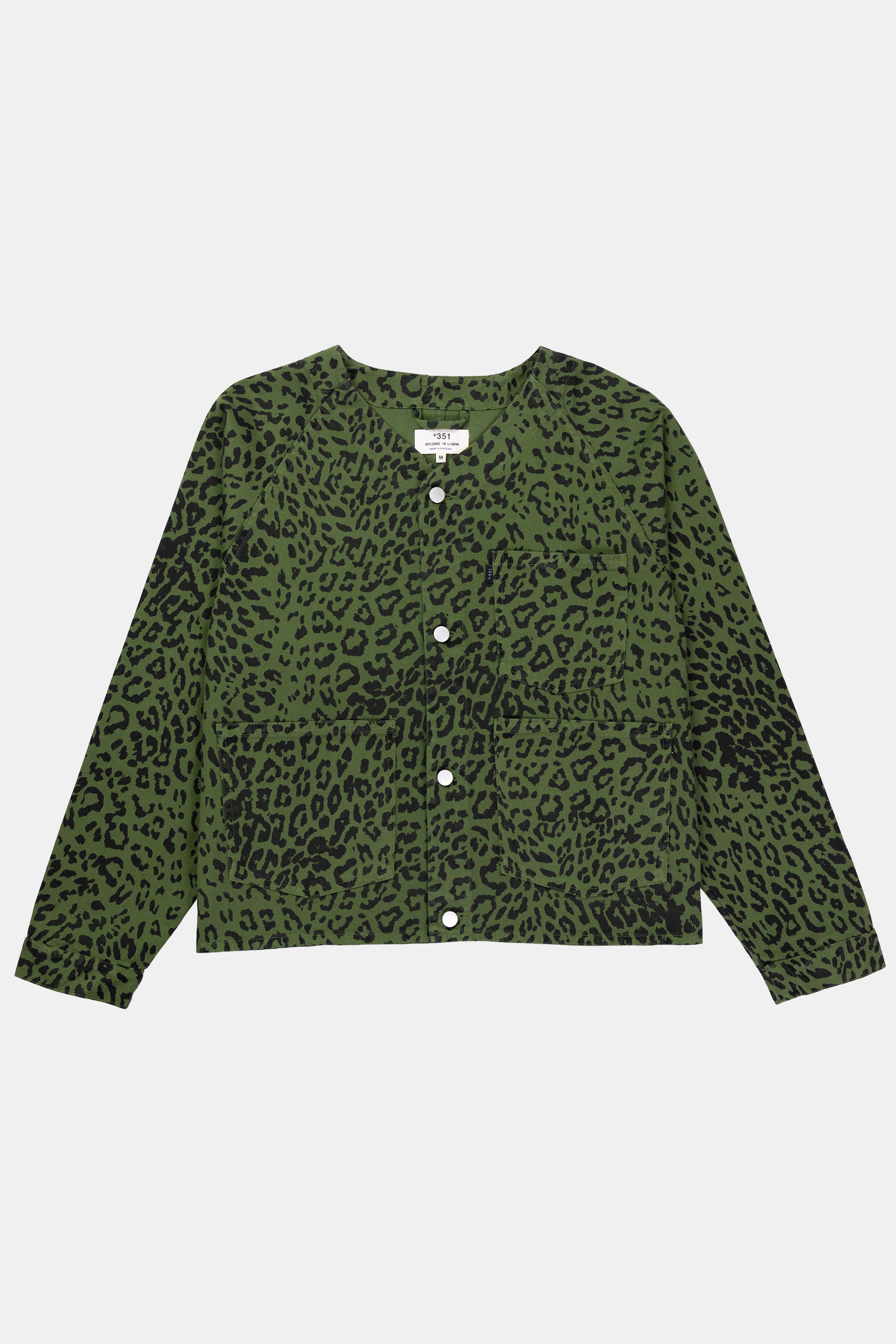 BASEBALL JACKET LEOPARD GREEN