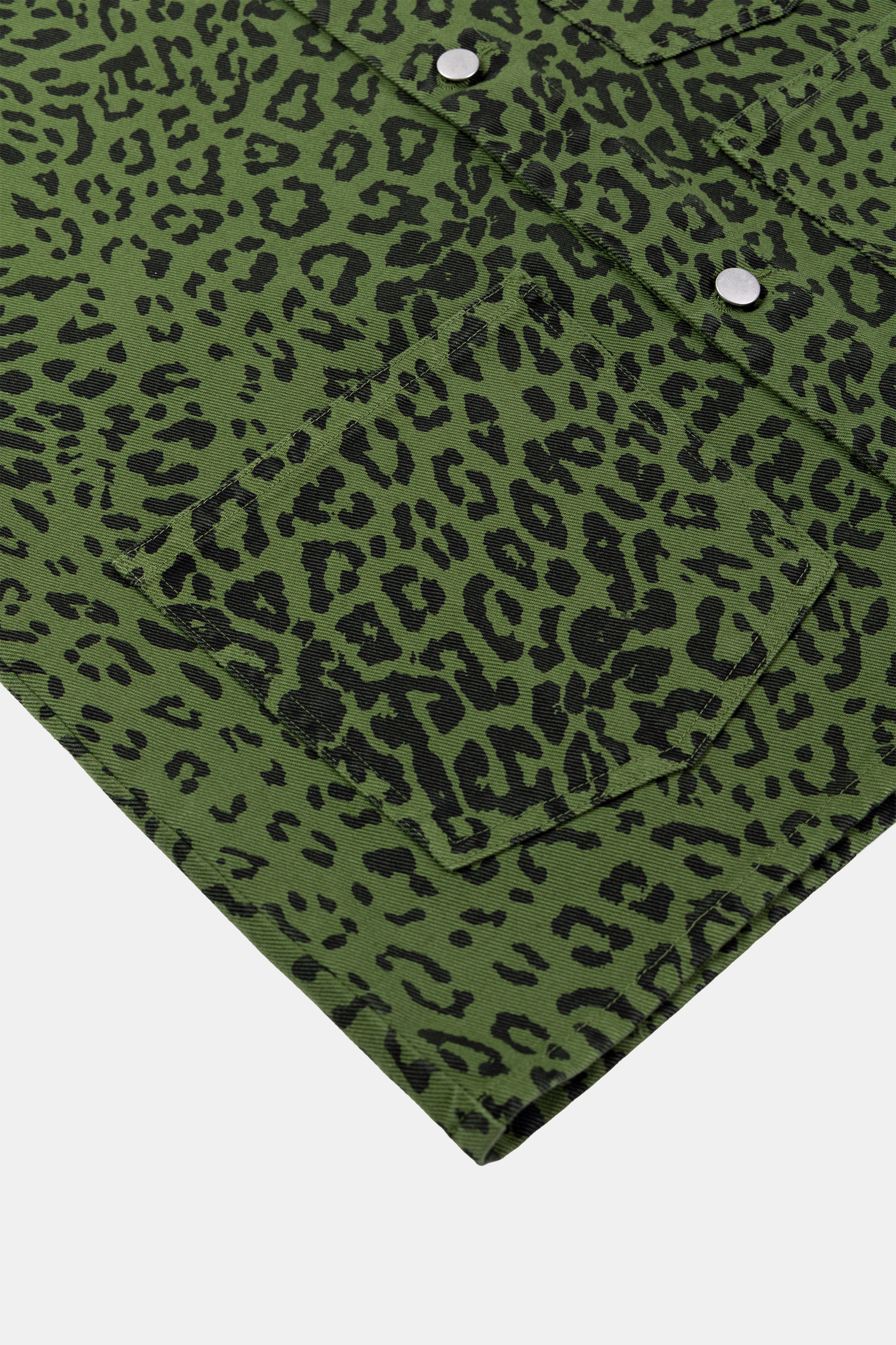 BASEBALL JACKET LEOPARD GREEN